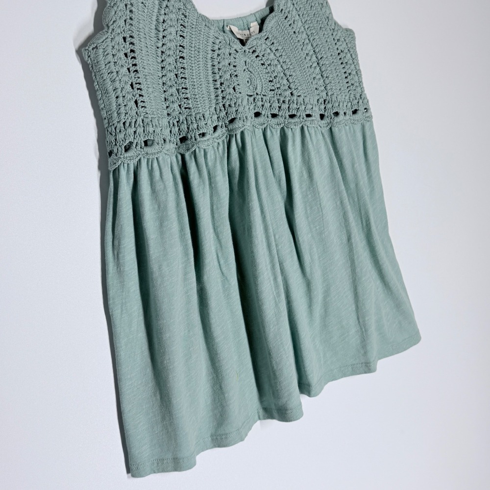 Lucky Brand Crochet Babydoll Tank Top Large Sage Green Boho Knit Cami 2024 - Picture 5 of 11